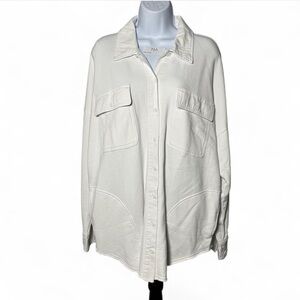 OFFLINE by Aerie White Plush Fleece Oversized Shacket | Size L NWT Layering